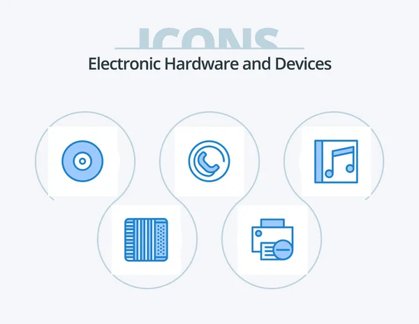 Devices Blue Icon Pack Icon Design Music Album Printer Sign — Stok Vektör