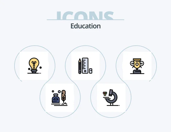 Образовательная Линия Заполненный Icon Pack Icon Design Геометрические Образование Образование — стоковый вектор