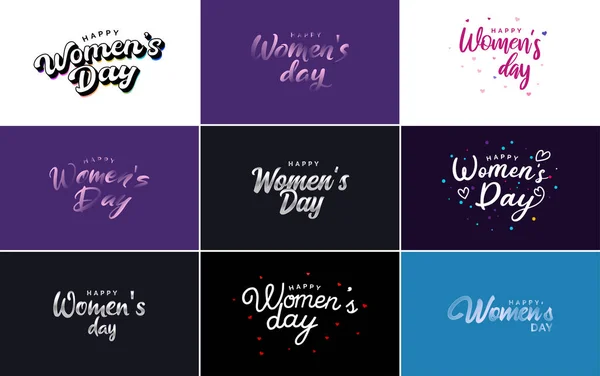 Happy International Woman Dayのサインとエンブレムベクトルデザイン要素のセット サインだ ラベル バッジコレクションは — ストックベクタ