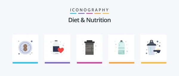 Diet Nutrition Flat Icon Pack Including Additive Sports Coke Fitness — Stock Vector