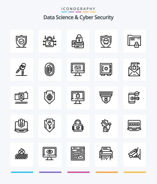 Creative Data Science Cyber Security Outline Icon Pack Plain Security — Stockvector