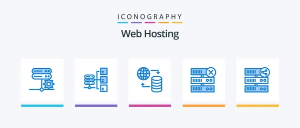 Web Hosting Blue Icon Pack Including Network Hosting Hosting Server — Stockový vektor