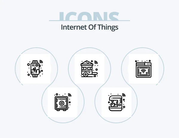 Internet Things Line Icon Pack Icon Design Infrastructure Globe Public — Vector de stock