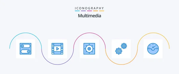 Multimedia Blue Icon Pack Including Предпочтения Скорость Тире — стоковый вектор