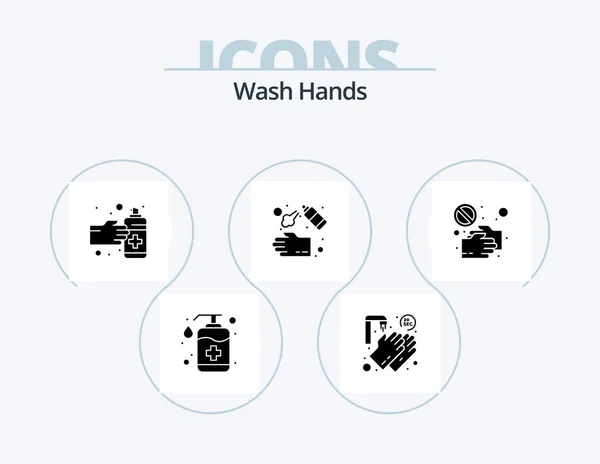 Wash Hands Glyph Icon Pack Icon Design Wash Hand Twenty — Vector de stock