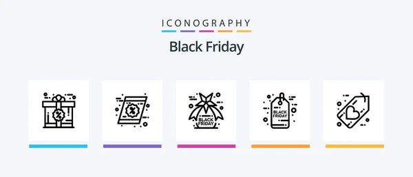 Black Friday Line Icon Pack Including Grand Sale Board Christmas — Stok Vektör