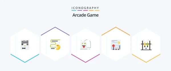 Arcade Flat Icon Pack Including Game Game Ghost Fun Joystick — Image vectorielle