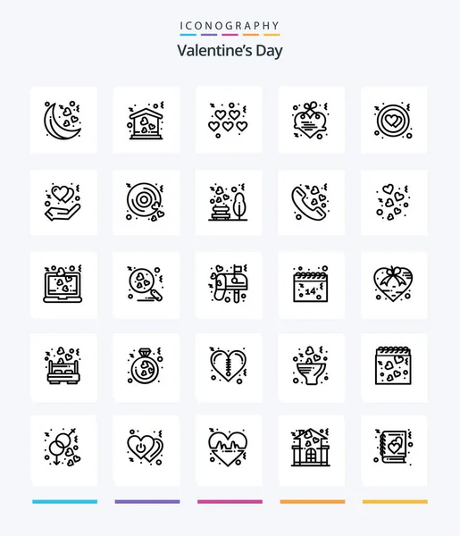 Creative Valentines Day Outline Icon Pack Protect Heart Love Circle — Stok Vektör