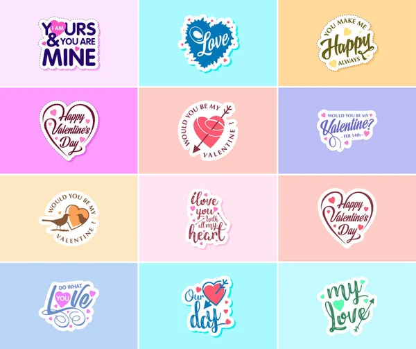 Celebrating Love Valentine Day Stunning Design Stickers — Stockvector