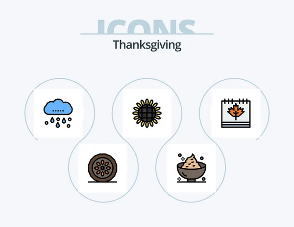 Thanksgiving Line Filled Icon Pack Icon Design Food Chicken Punch — Vetor de Stock