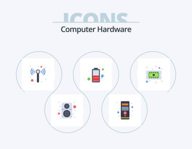 Computer Hardware Flat Icon Pack 5 Icon Design. hardware. computer. technology. chip. charge