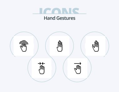 Hand Gestures Line Icon Pack 5 Icon Design. hand. hold. four. gestures. three