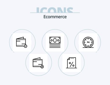 Ecommerce Line Icon Pack 5 Icon Design. online. e-commerce. wallet. discount. hide