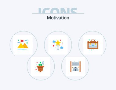 Motivation Flat Icon Pack 5 Icon Design. . health. mountain. bag. success