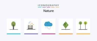 Nature Flat 5 Icon Pack Including . nature. weather. leaves. tree. Creative Icons Design