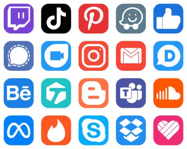 20 Simple Social Media Icons such as gmail. meta. like and instagram icons. Gradient Icons Collection