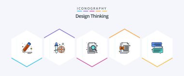 Design Thinking 25 FilledLine icon pack including . message. file. communication. file