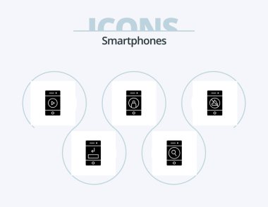 Smartphones Glyph Icon Pack 5 Icon Design. phone. media. web. friend. speaker