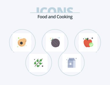 Food Flat Icon Pack 5 Icon Design. . healthy food. omelet. meal. apple