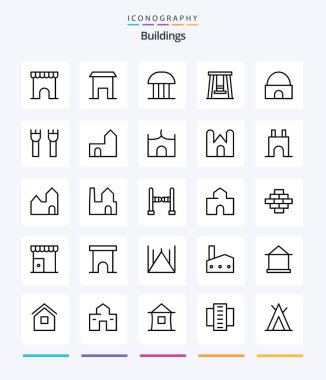 Creative Buildings 25 OutLine icon pack  Such As castle. mosque. courthouse. islamic building. building