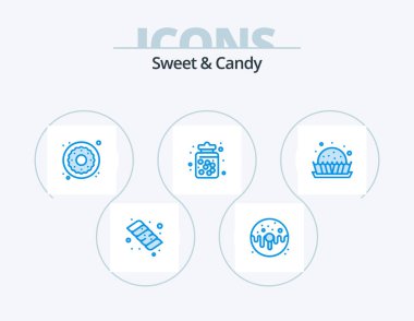 Sweet And Candy Blue Icon Pack 5 Icon Design. dessert. food. dessert. dessert. candy