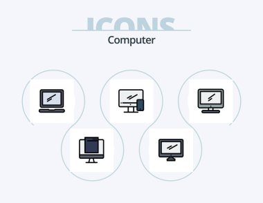 Computer Line Filled Icon Pack 5 Icon Design. monitor. imac. pc. device
