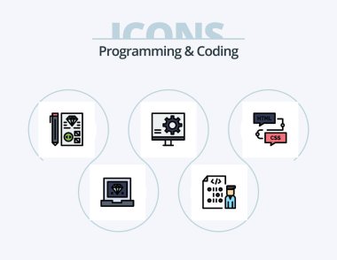 Programming And Coding Line Filled Icon Pack 5 Icon Design. development. coding. development. programming. develop