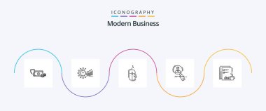 Modern Business Line 5 Icon Pack Including online. click. analytics. mouse. time