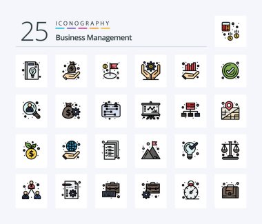 Business Management 25 Line Filled icon pack including graph. business. dollar. business operations. business administration