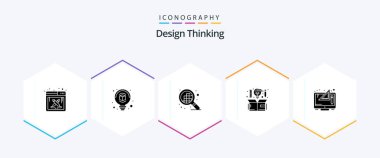 Design Thinking 25 Glyph icon pack including digital. creative. grid. thinking. design