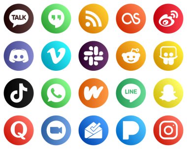 20 Social Media Icons for Your Business such as slideshare. slack and video icons. Creative and professional