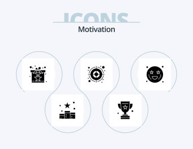 Motivation Glyph Icon Pack 5 Icon Design. adoration. goal. success. bulls eye. star
