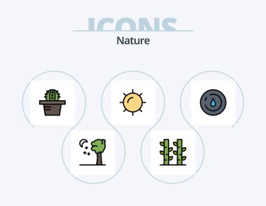Nature Line Filled Icon Pack 5 Icon Design. mountains. business. gauge. plant. leaves
