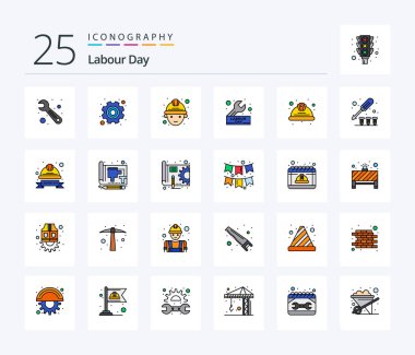 Labour Day 25 Line Filled icon pack including labor. day. miner. wrench. engineer