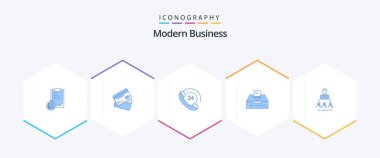 Modern Business 25 Blue icon pack including business. data. finance. support. communication