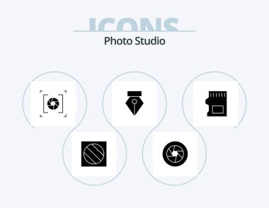 Photo Studio Glyph Icon Pack 5 Icon Design. sd. photo. photo. pen. photography