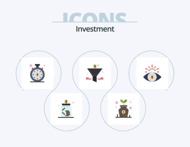 Investment Flat Icon Pack 5 Icon Design. investment. return on investment. tree. percent gain. filter