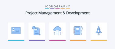 Project Management And Development Blue 5 Icon Pack Including drawing. focus. featured. success. career. Creative Icons Design
