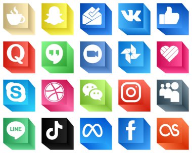Professional 3D Social Media Icons 20 Icons Pack such as skype. google photo. quora and video icons. High-quality and modern