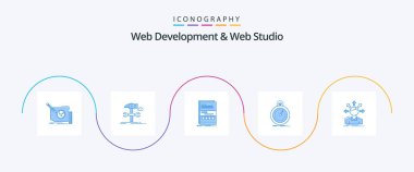 Web Development And Web Studio Blue 5 Icon Pack Including optimization. done. repair. responsive. internet