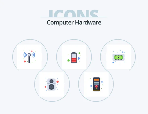 Computer Hardware Flat Icon Pack Icon Design Hardware Computer Technology — Vetor de Stock