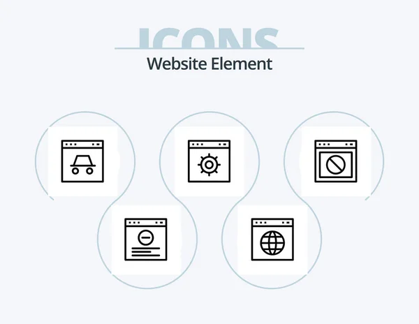 Website Element Line Icon Pack Icon Design Layout Website Play — Stockvector