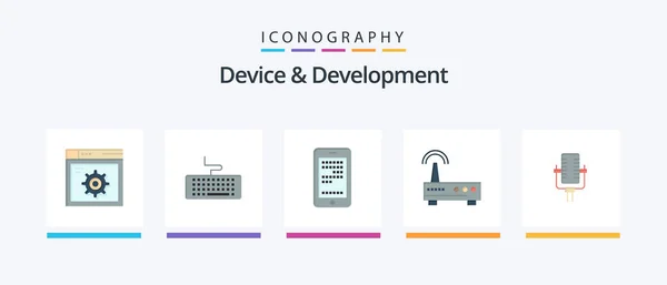 Device Development Flat Icon Pack Including Multimedia Education Mobile Signal — Vettoriale Stock
