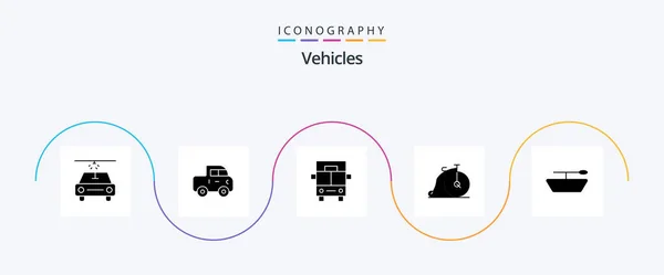 Vehicles Glyph Icon Pack Including Bike Boat — Stockvector