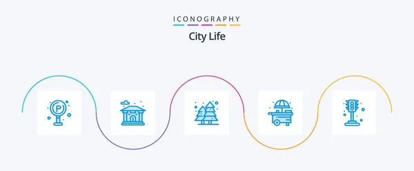City Life Blue Icon Pack Including Light Life City City — Vetor de Stock