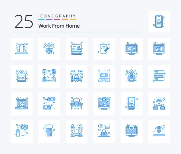 Work Home Blue Color Icon Pack Including Communication Task Recording — Stockový vektor
