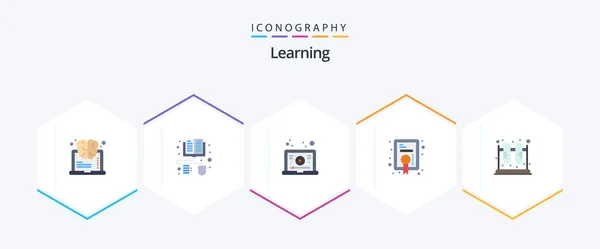 Learning Flat Icon Pack Including Lab Chemistry Learning Achievement Award — Stok Vektör