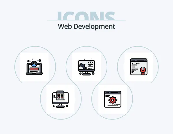 Web Development Line Filled Icon Pack Icon Design Web Service — Wektor stockowy