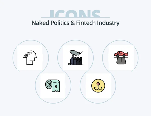 Naked Politics Fintech Industry Line Filled Icon Pack Icon Design — Image vectorielle