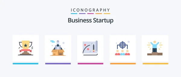 Business Startup Flat Icon Pack Including Man Management Startup Leadership — Διανυσματικό Αρχείο